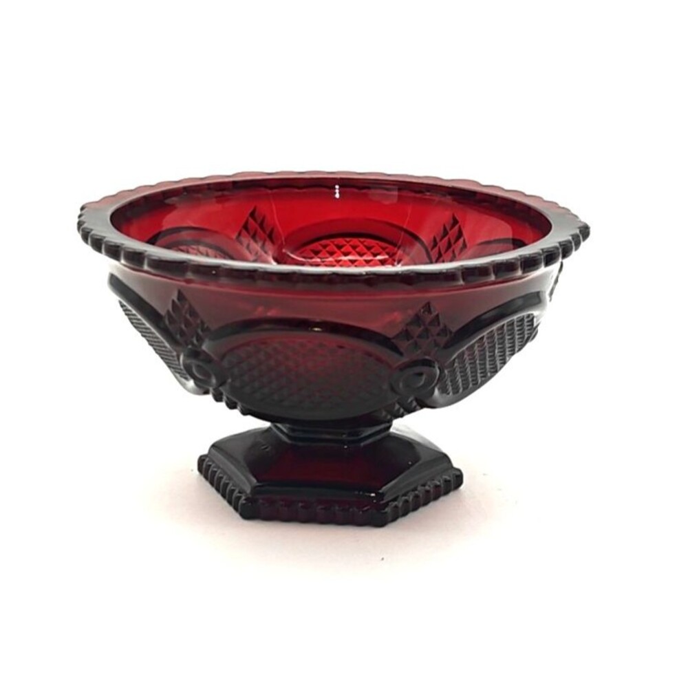 Vintage Avon 1876 Cape Cod Ruby Red Collection 6" Footed Candy Dish